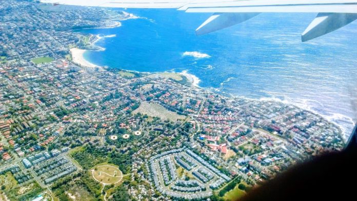 An aerial view of Hobart, Tasmania