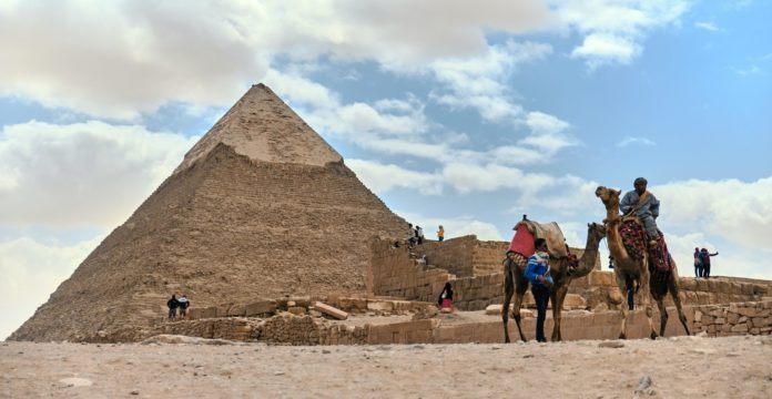 The Giza pyramids.