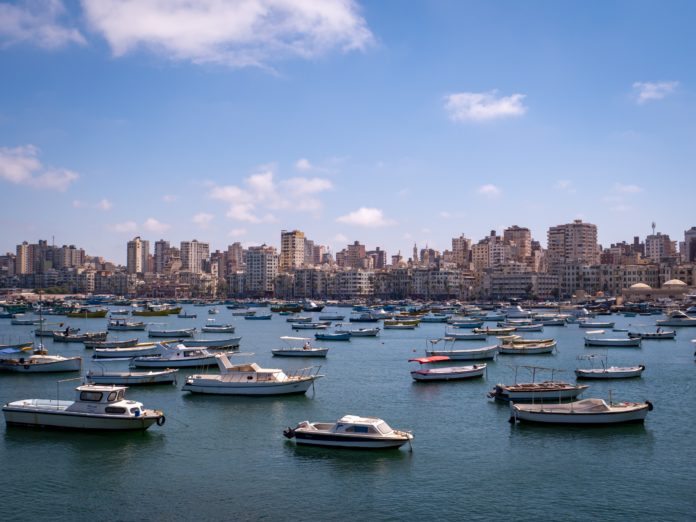 The harbor at Alexandria, Egypt