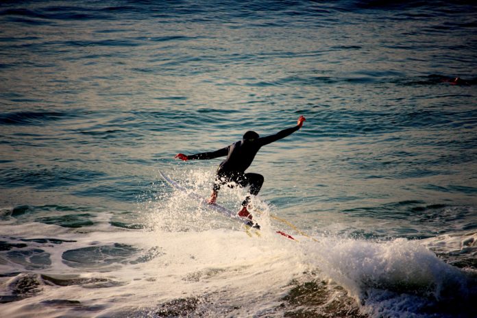 A surfer in Biarritz, France