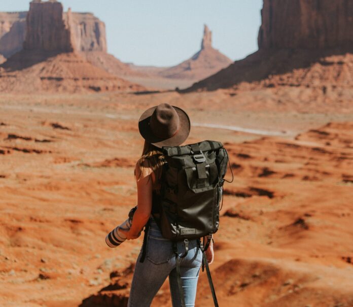 Woman exploring Monument Valley