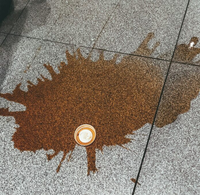 Coffee spilled on the floor