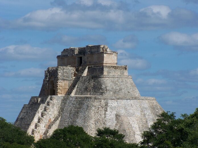 Ruins of ancient Mayan temple in Mexico.