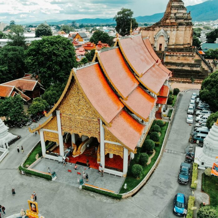 Architectural Design Of An Orange Temple in Chiang Mai, จ.เชียงใหม่, Thailand