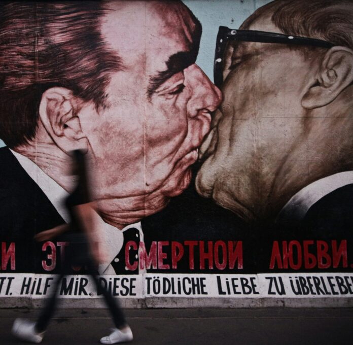 Mural on Berlin Wall in Berlin, Germany.