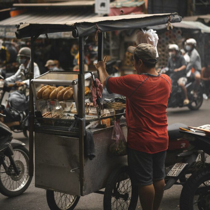 Street vendor on street in Vietnam